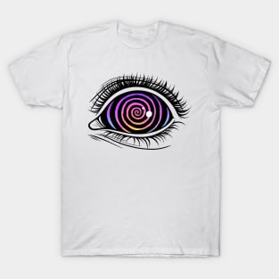 Psychedelic Eye. Raibow color. Pink T-Shirt